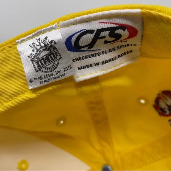 Mens Kyle Busch #18 M&Ms NASCAR Racing Strapback Hat Cap Yellow Adjustable - Picture 5 of 6